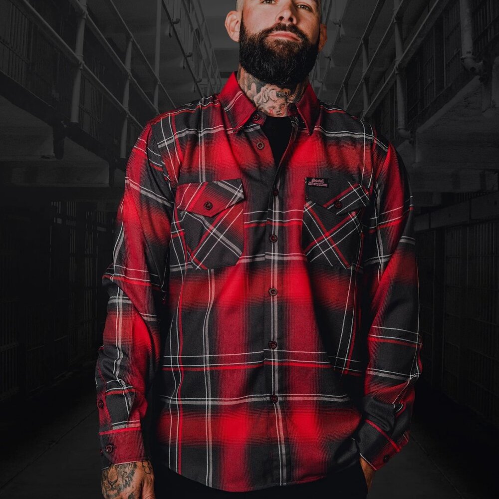 DIXXON x SOCIAL DISTORTION PRISON BOUND Collab Flannel Shirt - Men's XL Tall - Picture 9 of 12